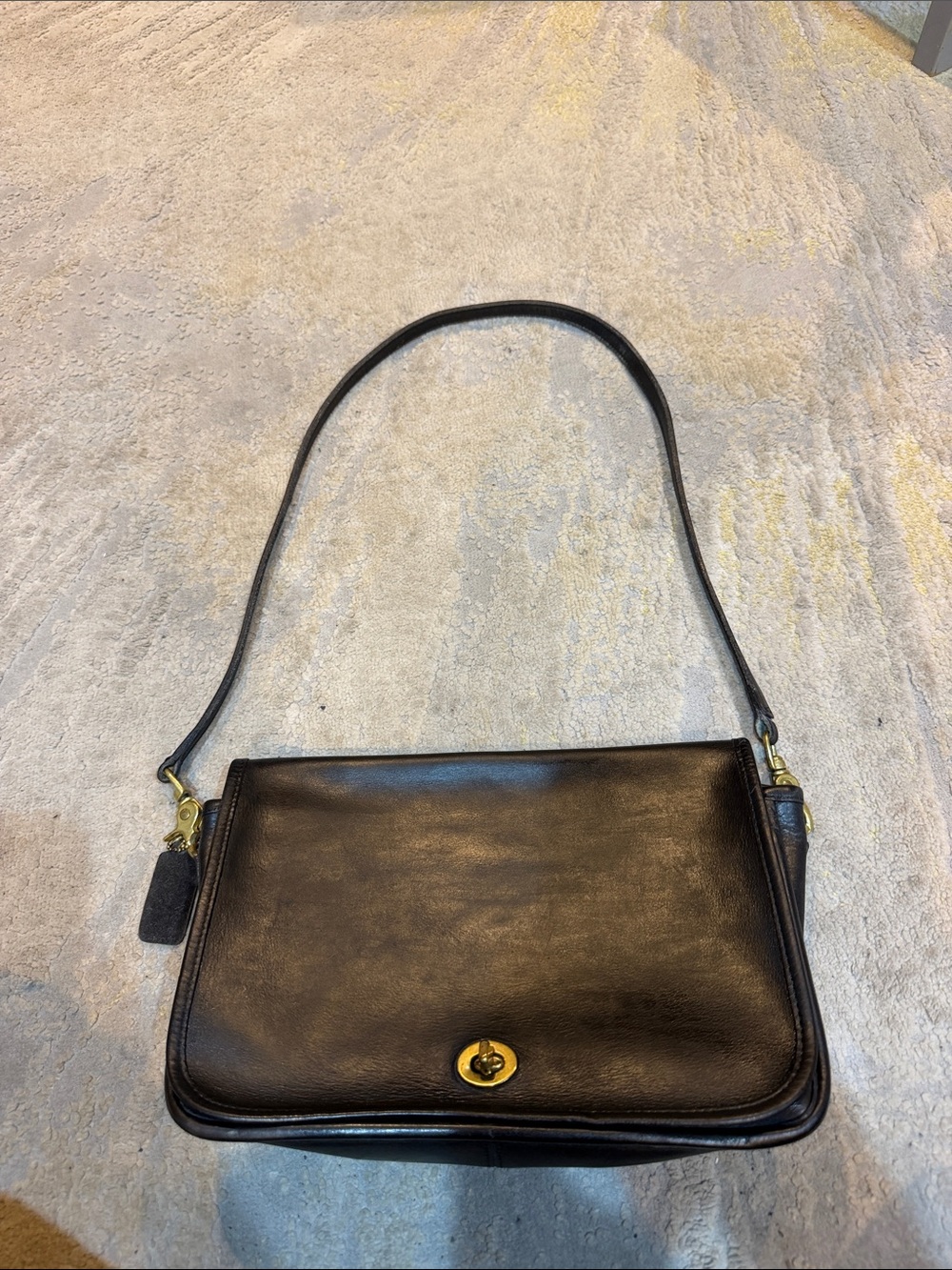Vintage Coach Black Leather Turnlock Shoulder Bag
Pre-1994serial 948-1623